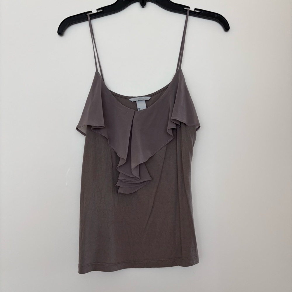 H&M Women's Ruffle Tank Top - Gray Taupe